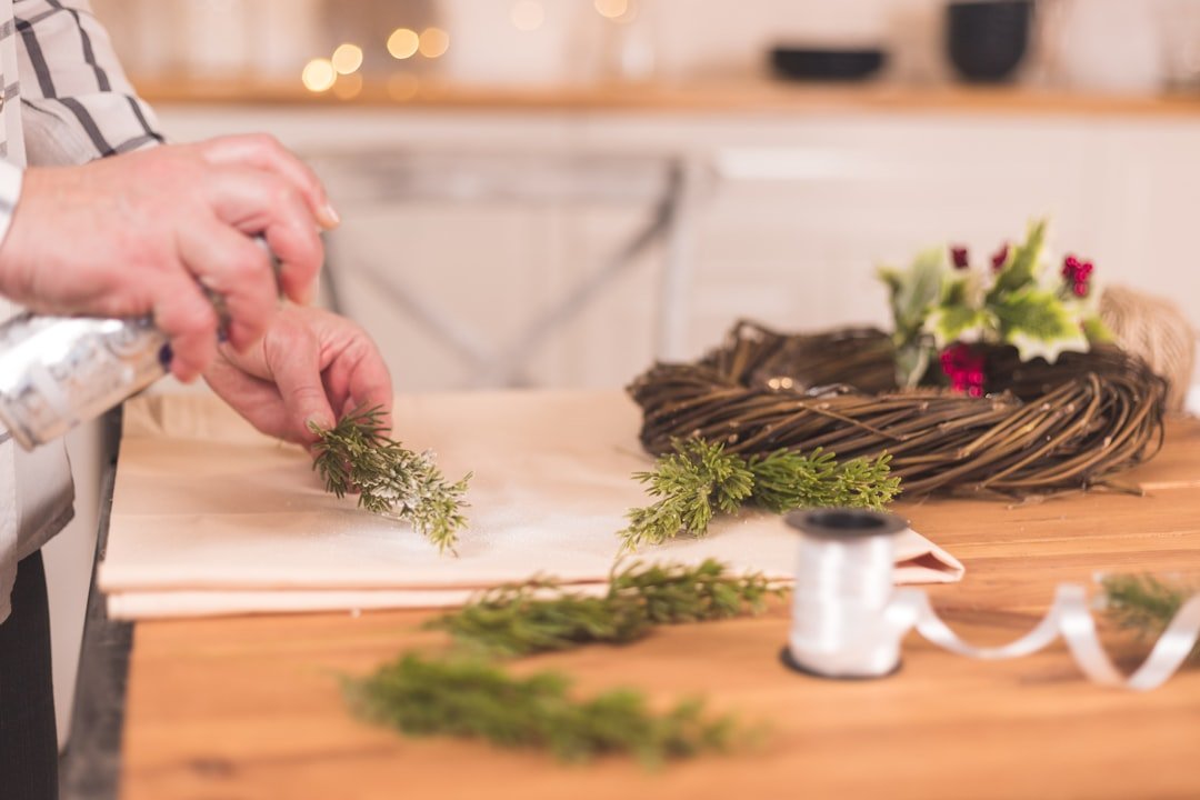 Simple handmade seasonal display on a dining table